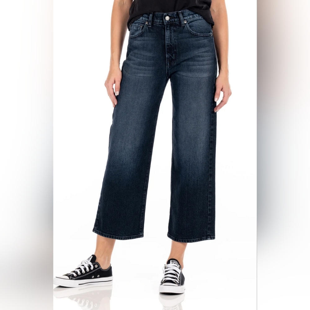 Nwt Modern American Savannah Wide Leg Ankle Stretch  Jeans* Dark Wash Blue Sz32